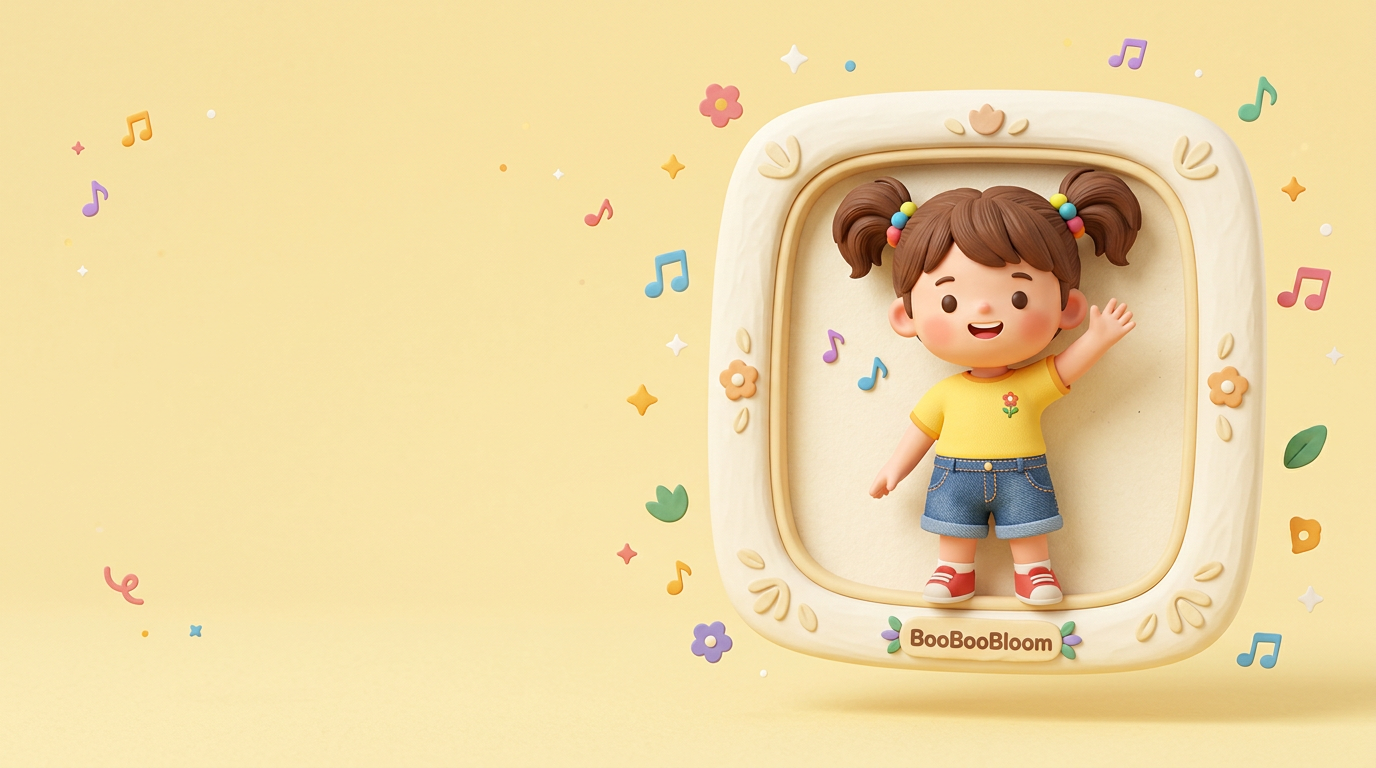 BooBoo waving hello in a yellow shirt